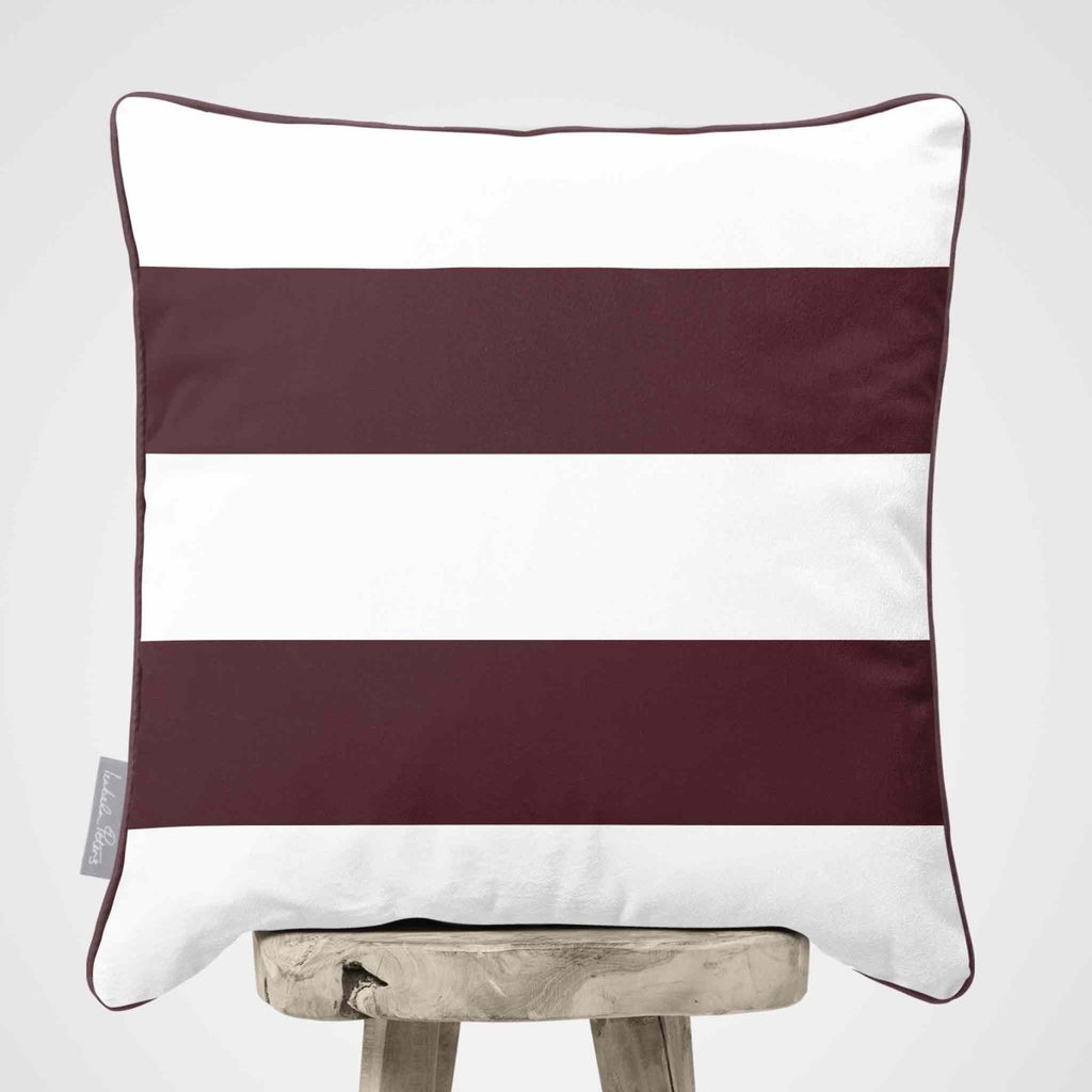2 Stripes Horizontal | Sustainable Velvet Cushion with Piping - Italian Grape 40 x 40 cm by Izabela Peters
