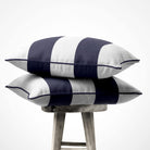 2 Stripes Horizontal | Sustainable Velvet Cushion with Piping - Graphite 40 x 40 cm by Izabela Peters