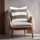 2 Stripes Horizontal | Sustainable Velvet Cushion with Piping - Dovedale Stone 40 x 40 cm by Izabela Peters