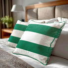 2 Stripes Horizontal | Sustainable Velvet Cushion with Piping - Emerald Green 40 x 40 cm by Izabela Peters