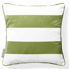 2 Stripes Horizontal | Sustainable Velvet Cushion with Piping - Sage 40 x 40 cm by Izabela Peters
