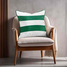 2 Stripes Horizontal | Sustainable Velvet Cushion with Piping - Emerald Green 40 x 40 cm by Izabela Peters