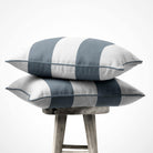 2 Stripes Horizontal | Sustainable Velvet Cushion with Piping - French Grey 40 x 40 cm by Izabela Peters