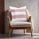 2 Stripes Horizontal | Sustainable Velvet Cushion with Piping - Rosewater 40 x 40 cm by Izabela Peters