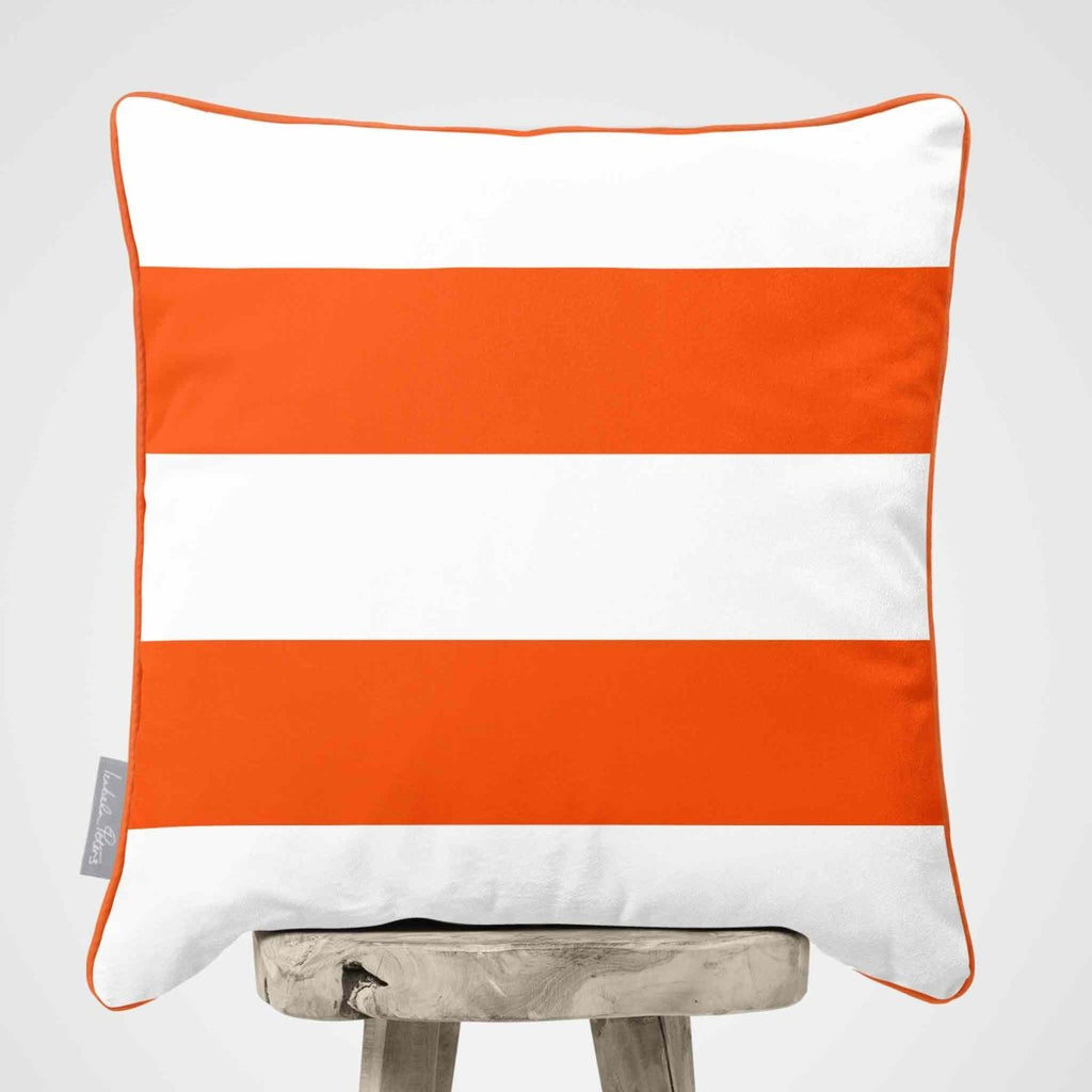 2 Stripes Horizontal | Sustainable Velvet Cushion with Piping - Burnt Orange 40 x 40 cm by Izabela Peters