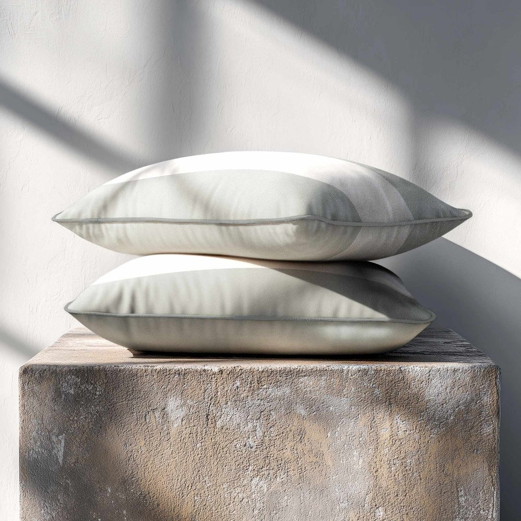 2 Stripes Horizontal with Piping | Sustainable Velvet Rectangle Cushion - Storm Grey 50 x 30 cm by Izabela Peters