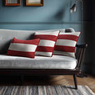 2 Stripes Horizontal with Piping | Sustainable Velvet Rectangle Cushion - Crimson Muse 50 x 30 cm by Izabela Peters