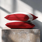2 Stripes Horizontal with Piping | Sustainable Velvet Rectangle Cushion - Crimson Muse 50 x 30 cm by Izabela Peters
