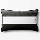 2 Stripes Horizontal with Piping | Sustainable Velvet Rectangle Cushion - Charcoal 50 x 30 cm by Izabela Peters