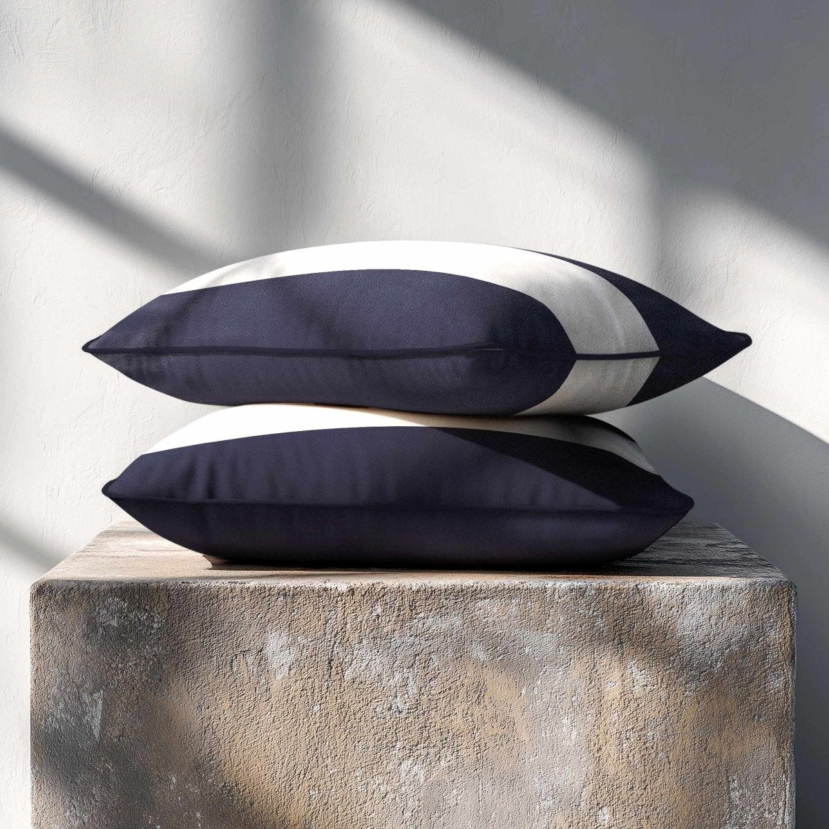 2 Stripes Horizontal with Piping | Sustainable Velvet Rectangle Cushion - Graphite 50 x 30 cm by Izabela Peters