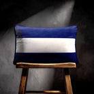 2 Stripes Horizontal with Piping | Sustainable Velvet Rectangle Cushion - Midnight 50 x 30 cm by Izabela Peters