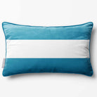 2 Stripes Horizontal with Piping | Sustainable Velvet Rectangle Cushion - Prussian Blue 50 x 30 cm by Izabela Peters