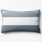 2 Stripes Horizontal with Piping | Sustainable Velvet Rectangle Cushion - French Grey 50 x 30 cm by Izabela Peters