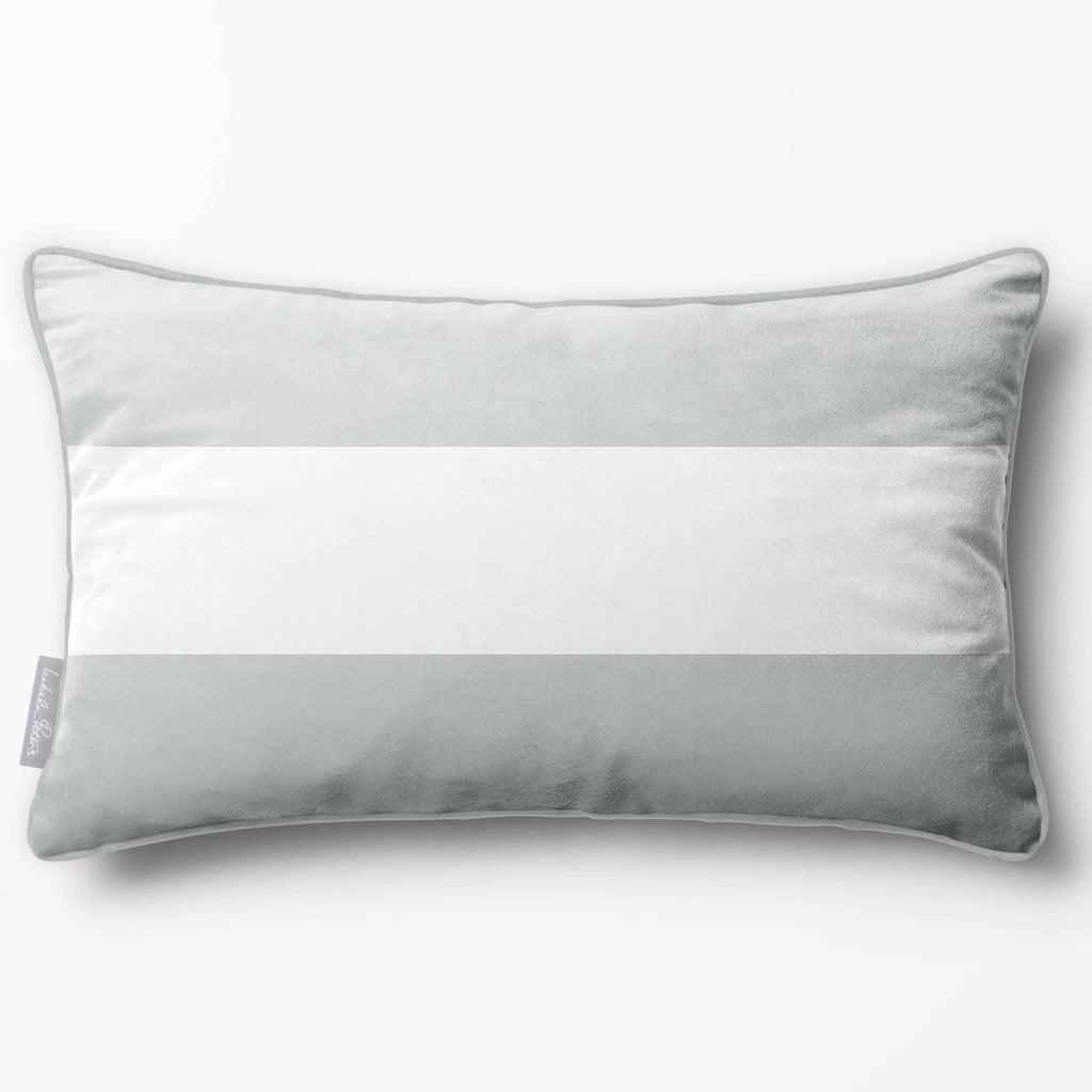 2 Stripes Horizontal with Piping | Sustainable Velvet Rectangle Cushion - Storm Grey 50 x 30 cm by Izabela Peters