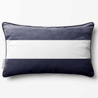 2 Stripes Horizontal with Piping | Sustainable Velvet Rectangle Cushion - Graphite 50 x 30 cm by Izabela Peters