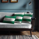 2 Stripes Horizontal with Piping | Sustainable Velvet Rectangle Cushion - Emerald Green 50 x 30 cm by Izabela Peters