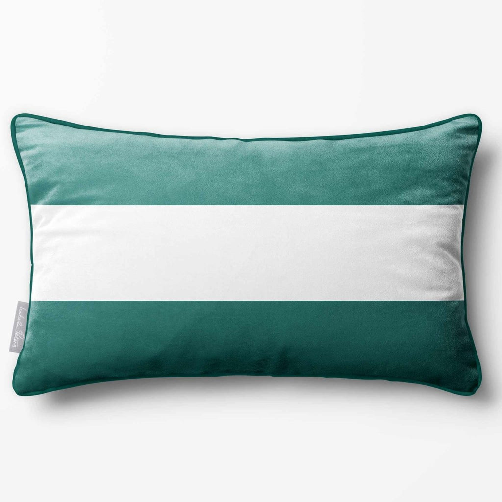 2 Stripes Horizontal with Piping | Sustainable Velvet Rectangle Cushion - Forest Biome 50 x 30 cm by Izabela Peters