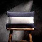 2 Stripes Horizontal with Piping | Sustainable Velvet Rectangle Cushion - Graphite 50 x 30 cm by Izabela Peters