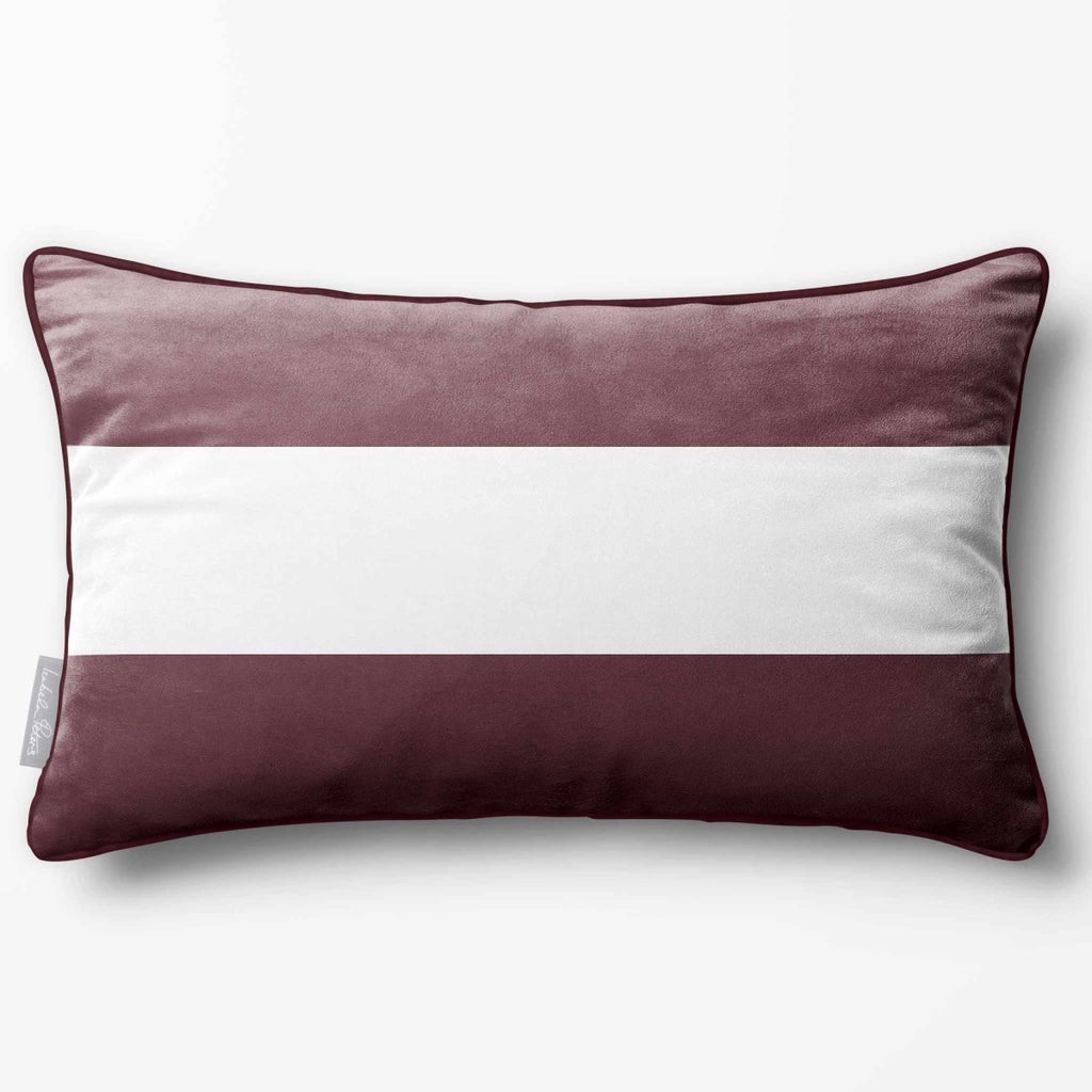 2 Stripes Horizontal with Piping | Sustainable Velvet Rectangle Cushion - Italian Grape 50 x 30 cm by Izabela Peters
