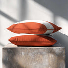 2 Stripes Horizontal with Piping | Sustainable Velvet Rectangle Cushion - Burnt Ochre 50 x 30 cm by Izabela Peters