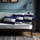 2 Stripes Horizontal with Piping | Sustainable Velvet Rectangle Cushion - Midnight 50 x 30 cm by Izabela Peters