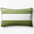 2 Stripes Horizontal with Piping | Sustainable Velvet Rectangle Cushion - Sage 50 x 30 cm by Izabela Peters