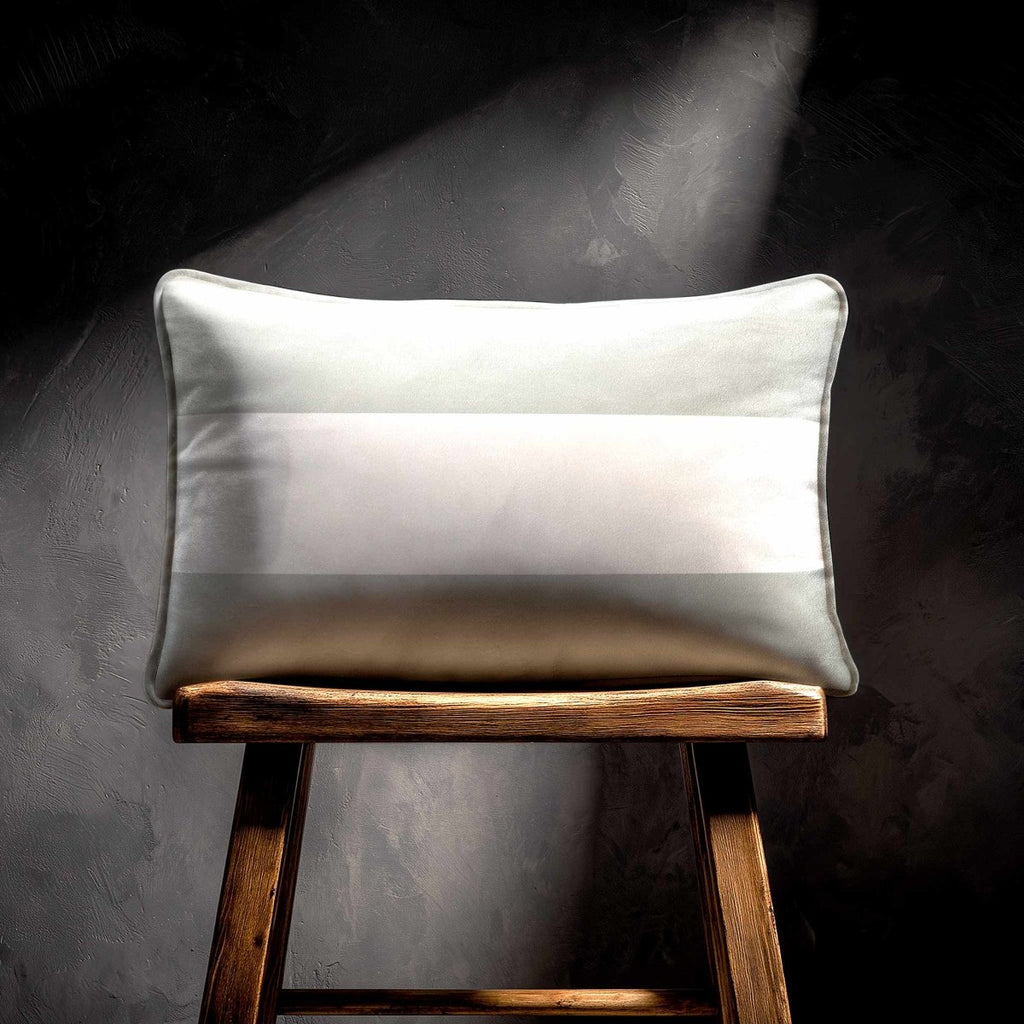 2 Stripes Horizontal with Piping | Sustainable Velvet Rectangle Cushion - Storm Grey 50 x 30 cm by Izabela Peters
