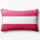 2 Stripes Horizontal with Piping | Sustainable Velvet Rectangle Cushion - Hot Pink 50 x 30 cm by Izabela Peters