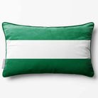 2 Stripes Horizontal with Piping | Sustainable Velvet Rectangle Cushion - Emerald Green 50 x 30 cm by Izabela Peters
