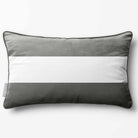 2 Stripes Horizontal with Piping | Sustainable Velvet Rectangle Cushion - Beluga 50 x 30 cm by Izabela Peters