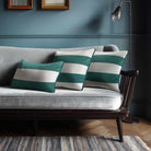2 Stripes Horizontal with Piping | Sustainable Velvet Rectangle Cushion - Forest Biome 50 x 30 cm by Izabela Peters