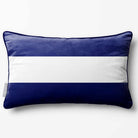2 Stripes Horizontal with Piping | Sustainable Velvet Rectangle Cushion - Midnight 50 x 30 cm by Izabela Peters