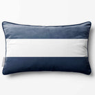 2 Stripes Horizontal with Piping | Sustainable Velvet Rectangle Cushion - Petrol Blue 50 x 30 cm by Izabela Peters
