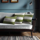 2 Stripes Horizontal with Piping | Sustainable Velvet Rectangle Cushion - Sage 50 x 30 cm by Izabela Peters