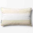 2 Stripes Horizontal with Piping | Sustainable Velvet Rectangle Cushion - Ivory Cream 50 x 30 cm by Izabela Peters