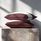 2 Stripes Horizontal with Piping | Sustainable Velvet Rectangle Cushion - Italian Grape 50 x 30 cm by Izabela Peters