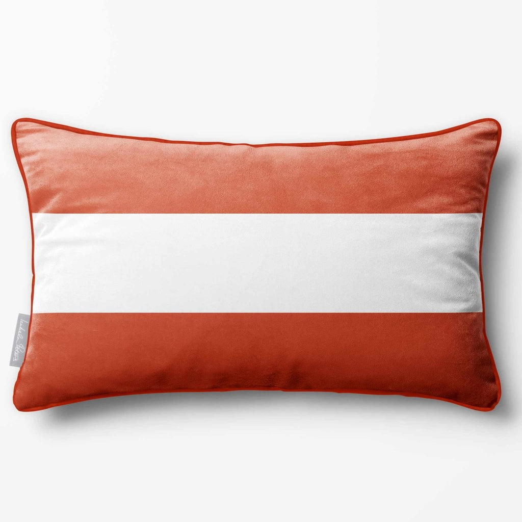 2 Stripes Horizontal with Piping | Sustainable Velvet Rectangle Cushion - Burnt Ochre 50 x 30 cm by Izabela Peters