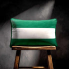 2 Stripes Horizontal with Piping | Sustainable Velvet Rectangle Cushion - Emerald Green 50 x 30 cm by Izabela Peters