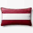 2 Stripes Horizontal with Piping | Sustainable Velvet Rectangle Cushion - Raspberry Red 50 x 30 cm by Izabela Peters