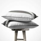 2 Stripes velvet cushion in Beluga, piped