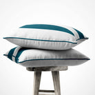 2 Stripes velvet cushion in Teal, piped