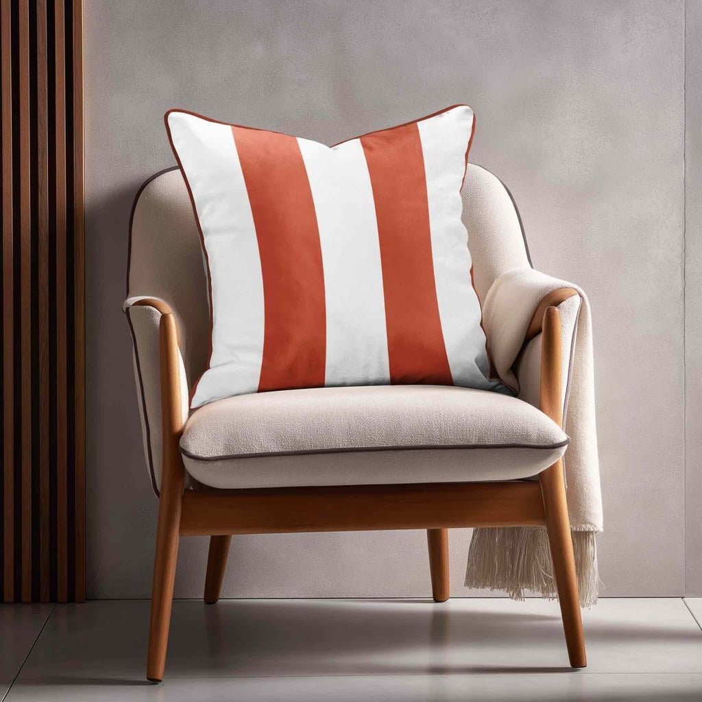 2 Stripes | Sustainable Velvet Cushion with Piping - Burnt Ochre 40 x 40 cm by Izabela Peters