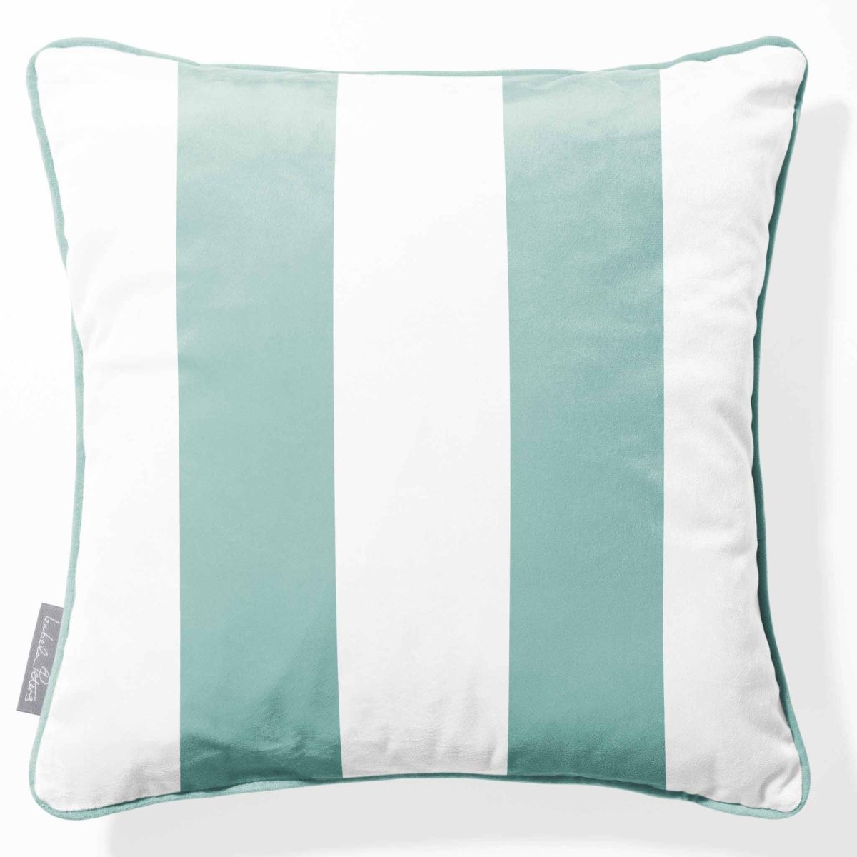 2 Stripes | Sustainable Velvet Cushion with Piping - Blue Surf 40 x 40 cm by Izabela Peters
