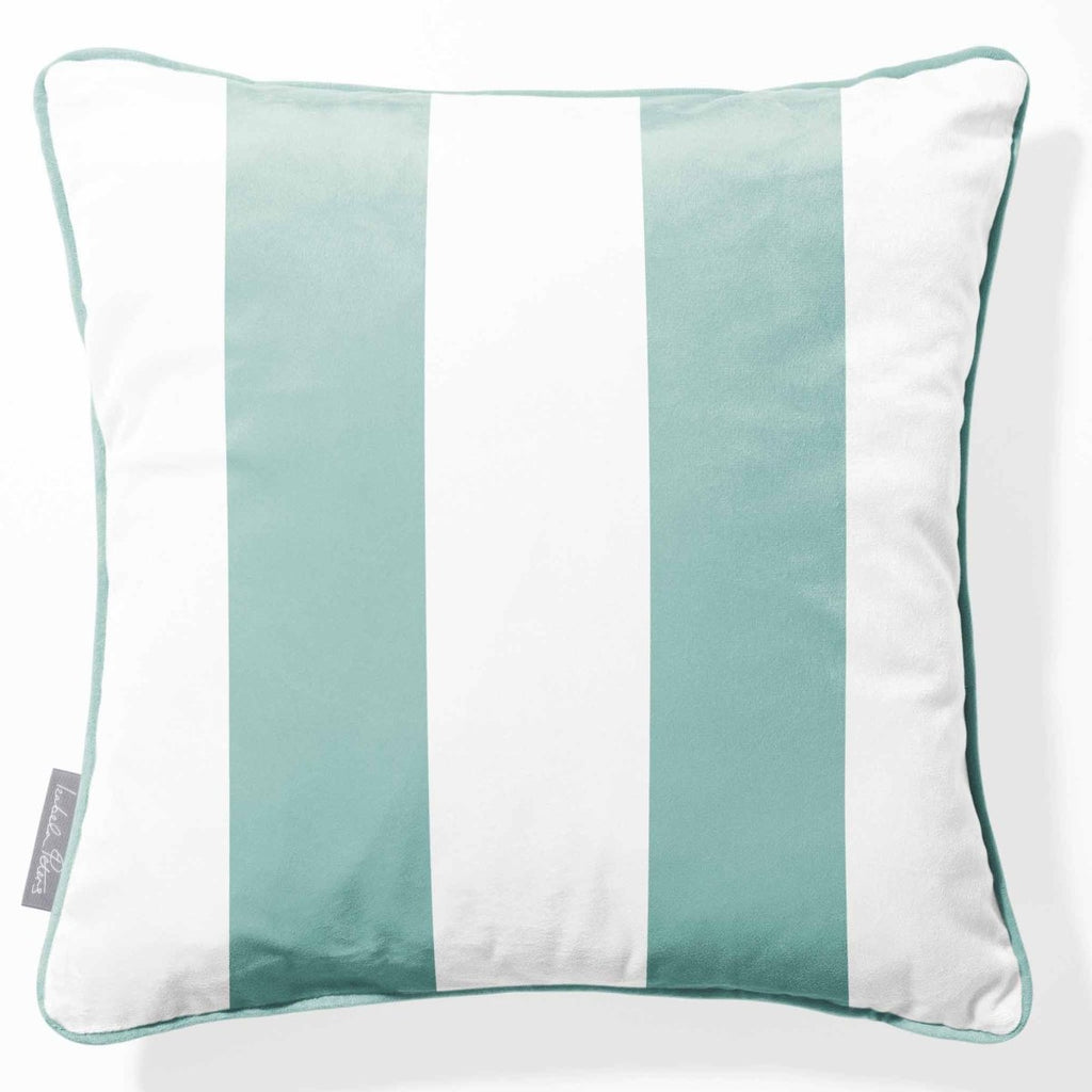 2 Stripes | Sustainable Velvet Cushion with Piping - Blue Surf 40 x 40 cm by Izabela Peters
