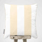 2 Stripes velvet cushion in Ivory Cream, piped