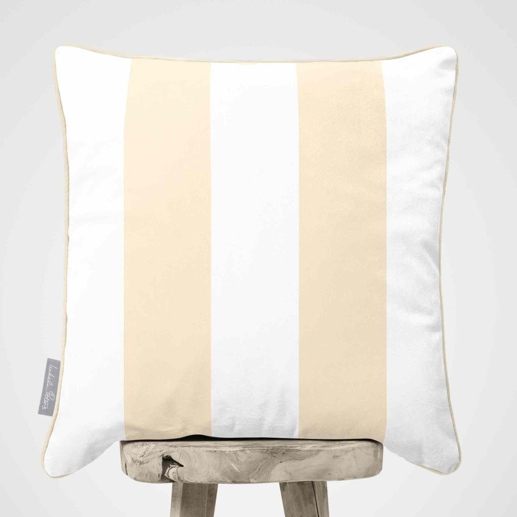 2 Stripes | Sustainable Velvet Cushion with Piping - Ivory Cream 40 x 40 cm by Izabela Peters