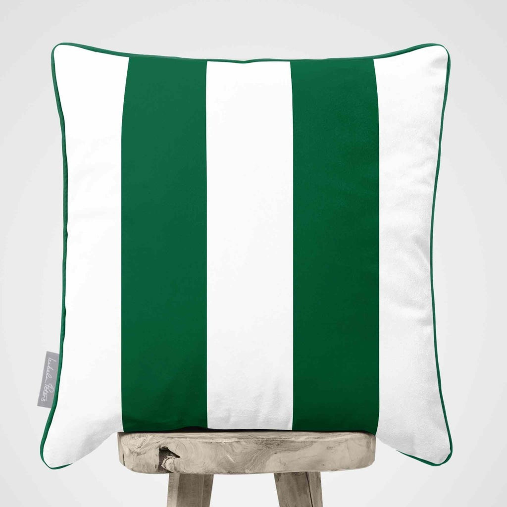 2 Stripes | Sustainable Velvet Cushion with Piping - Emerald Green 40 x 40 cm by Izabela Peters