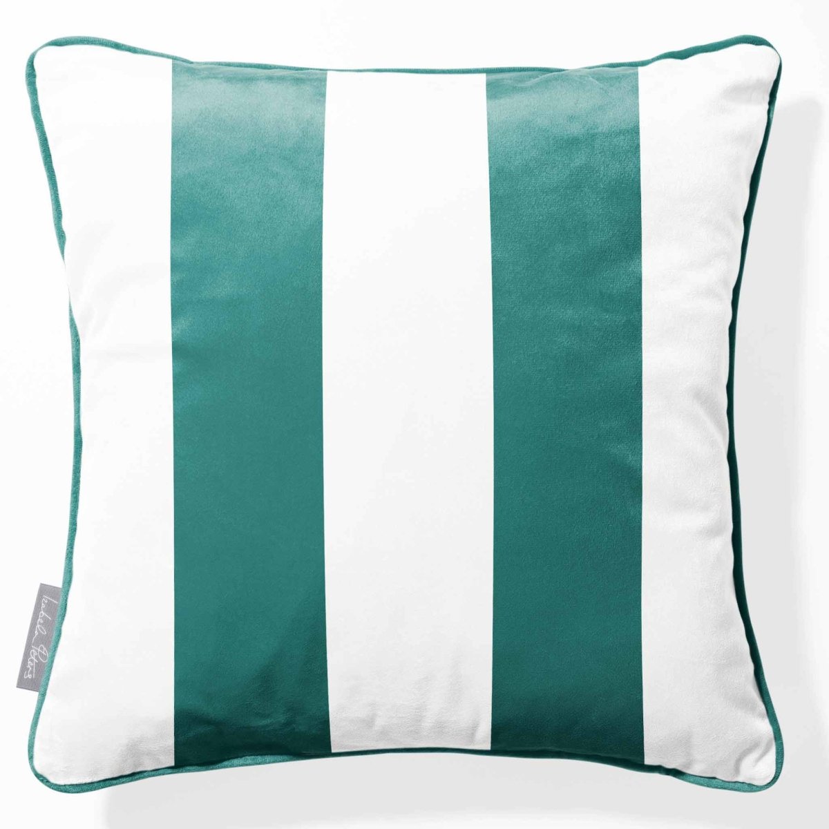 2 Stripes | Sustainable Velvet Cushion with Piping - Forest Biome 40 x 40 cm by Izabela Peters
