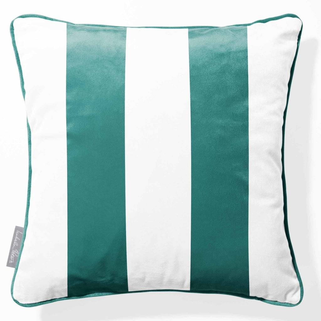 2 Stripes | Sustainable Velvet Cushion with Piping - Forest Biome 40 x 40 cm by Izabela Peters