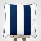 2 Stripes velvet cushion in Estate Blue, piped